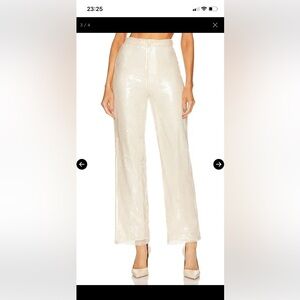 MORE TO COME “Georgie” Elegant Cream Wide Leg Sequin Pants - Size XS